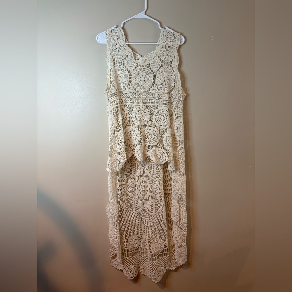 Unbranded Cream Crochet Duster Top Nwot